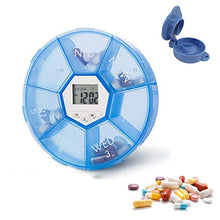 WSN PortaPillole Settimanale Portapillole da Viaggio Portatile con Timer Digitale, 7 Scomparti Grandi per integratori e farmaci