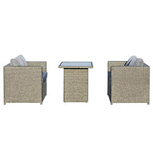Outsunny Set 3 Pezzi Mobili da Giardino con 2 Divani con Cuscini e 1 Tavolo in Rattan PE, Salotto da Esterno Grigio-Nero