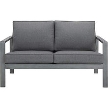 Meubletmoi - Divano da giardino a 2 posti, in alluminio grigio con cuscini grigi, VESUVE 7440