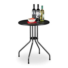 Relaxdays Tavolo Rotondo da Giardino, Aspetto Rattan, Tavolino da Balcone Bistrò Plastica e Metallo, HD: 74x60 cm, Nero