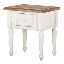 ETNIC ART - Comodino bianco shabby chic-55x60x40-Comodino etnico per camera letto arredamento etnico