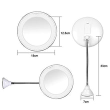 LOVEHOUGE Specchio per Trucco Illuminato A LED Flessibile A Collo di Cigno,Specchio Cosmetico Ingranditore 10X con Ventosa,Girevole A 360 Gradi,A Batteria