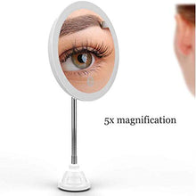 Trucco specchio con luci 5X specchio ingranditore trucco, la luce del LED bellezza, lungo collo d'oca Staffa, a parete specchio da barba, regolazione dell'angolo 360 gradi, USB o batteria, schermo di