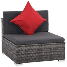 Festnight Set Divani da Giardino in Polyrattan, Set di Mobili da Giardino, Set Divano Esterno con Cuscini Grigio 8 pz