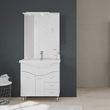 Kiamami Valentina Mobile Bagno 85CM A Terra con LAVABO Specchio E PENSILE Bianco | Easy