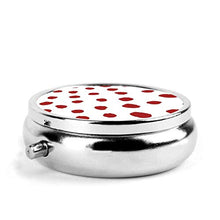 Scatola rotonda per medicina portatile, mini portapillole in metallo, dispenser per pillole, borsa da tasca, regalo da viaggio, a pois rossi e bianchi