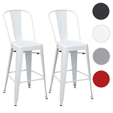 Set 2X sgabelli con Schienale bistrot Design Industriale HWC-A73 Metallo Verniciato Bianco