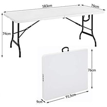 Monzana Tavolo da Giardino Tavolo da Campeggio Look PolyRattan 183x76 cm Tavolino Pieghevole Esterno Bianco