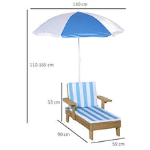 giordano shop Lettino Prendisole per Bambini 90x59x53 cm con Ombrellone Azzurro e Bianco
