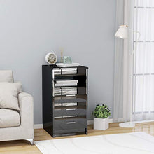 FAMIROSA Cassettiera Nero Lucido 40x50x76 cm in Truciolato