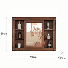 Armadietti a specchio Bagno Specchio Governo Legno Solido degli Specchi Multifunzionale Camera Bagagli Specchio Balcone Dressing Table degli Specchi (Color : Wood, Size : 90 * 15 * 80cm)