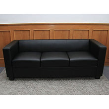 Serie Lille M65 divano sofa 3 posti 70x75x191cm ~ nero pelle