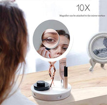 LBWARMB Trucco Specchio con luci Trucco dello Specchio del LED Smart Touch dimmerabili Impostazione e 10xMagnifier casa Camera da Letto dello Specchio di Trucco (Bianco/Cavo USB Alimentato)