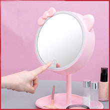 Keliour Specchi da Tavolo Multifunzionale dimmerabile Specchio di Trucco LED Bagagli Touch-up Trucco Specchio Portatile Lampada da Tavolo Specchio per Donne (Color : Pink, Size : 31X21X11cm)