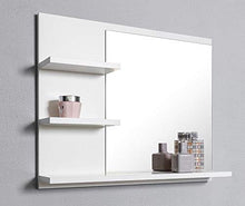 DOMTECH, Specchio da bagno con mensola, bianco, con illuminazione a LED, specchio da bagno,L