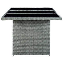 FAMIROSA Tavolino da Giardino Grigio Chiaro Polyrattan e Vetro Temperato