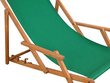Sedia a Sdraio Verde con braccioli, in Legno di Faggio massello e Cuscino Beige 10-304KH