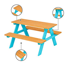 Teamson Kids Tavolo da Picnic E Sedia Giardino per Esterno Legno/Blu TK-KF0002