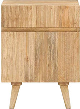 H-CAR Comodino Mobile Letto con 1 Anta e 1 Cassetto 40x35x54 Cm in Massello di Mango