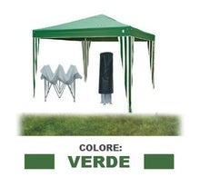 GrecoShop Gazebo Pieghevole Impermeabile in Alluminio 3x3m Verde/Bordeaux/Giallo Ocra