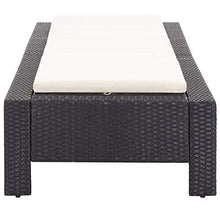 Festnight Lettino Prendisole, Lettini da Giardino con Cuscino, Sedie a Sdraio da Giardino in Polyrattan Nero
