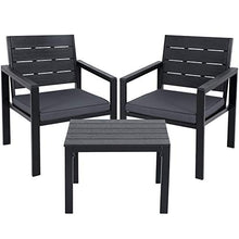 SONGMICS Set di 3 Mobili da Giardino, Salotto da Giardino con 2 Sedie, 1 Tavolino, 2 Cuscini Sfoderabili, Struttura in Ferro, Nero GGF03BK
