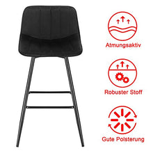 WOLTU BH253sz-2 Sgabelli da Bar Seduta Fissa con Poggiapiedi Sedia da Cucina in Velluto Nero 2 Pezzi