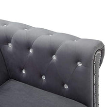 FAMIROSA Divano Chesterfield a 3 Posti in Velluto 199x75x72 cm Grigio