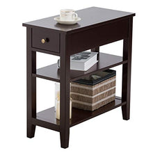 DREAMADE Tavolino Angolare a 3 Ripiani con Cassetto, Comodino Compatto, Stile Classico ed Elegante per Soggiorno, Camera da Letto e Balcone, 60 x 28,5 x 61 cm (Marrone)