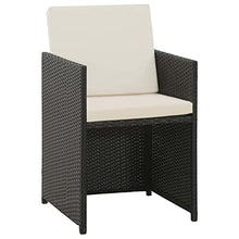 SKM Set da Pranzo da Giardino 5 pz con Cuscini in Polyrattan Nero (49kg)