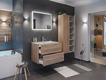 Set di mobili da bagno Firenze 80 (4 parti/B) rovere chiaro e specchio a LED