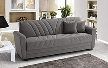 Divano 3 posti in tessuto lavabile grigio - 220 x 88 x 83h cm, vano contenitore, trasformabile in letto una piazza e mezza