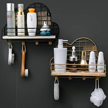 Mensola portaoggetti da bagno autoadesiva, con gancio ad angolo, per doccia, senza foratura, organizer da bagno, staffa da appendere, mensole da cucina, dorate