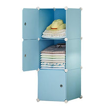 Armadio semplicità 3 Porte Locker Organizzatore di Plastica A 3 Strati 3-Gitter Ripiani Cube Abbigliamento Piedi Camera da Letto Casa Blu 39X47X111CM MXJ61