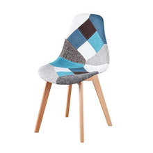 Sedie da pranzo moderne patchwork con gambe in legno scandinave, sedie per studio per soggiorno, sala da pranzo, camera da letto, ufficio, bar, ecc, set di 4 pezzi (blu)