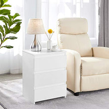 Yaheetech Set da 2 Comodini Camera da Letto Moderni Comodino Bianco Mobiletto con 3 Cassetti Tavolini Cassettiera Tavolino Laterale in Legno MDF per Soggiorno Salotto 45 x 35 x 60,5 cm