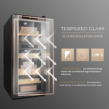VIY Humidor Cofanetto Premium, Vetrina Trasparente, in Legno, Umidificatore con Igrometro Interno, Display della Temperatura LCD, Chiusura Magnetica, Elegante (Nero),B