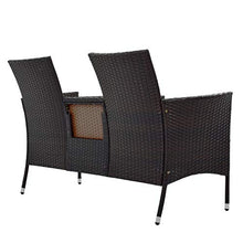 Pectt - Set di mobili da giardino in rattan, con cuscini e tavolo rimovibili, divano moderno in vimini con tavolino da salotto integrato per giardino