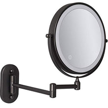 MRJ Specchio Trucco con Ingrandimento 5X/1X Specchio Bagno con Luci a 3 Colori Luminosità Regolabile Specchio Estensibile da Bagno Rotazione a 360° USB Ricaricabile, Nero
