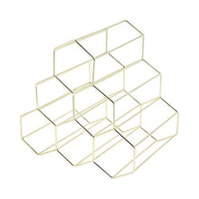 MIMORE - Portabottiglie da tavolo, supporto per vino, design a nido d'ape, 6 bottiglie, in metallo (oro)