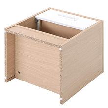 Comodino, cassettiera, 1 cassetto e 1 ripiano con maniglie e guide in metallo, bianco e rovere