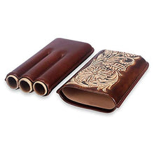 TYUIOO Similpelle Rivestito Cedro Cigar Holder Caso di Corsa 3 Count (Brown)