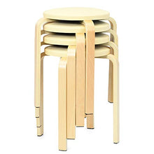 COSTWAY Set di 4 Sgabelli Impilabi, Sedia Rotonda per Cucina Bar, Legno