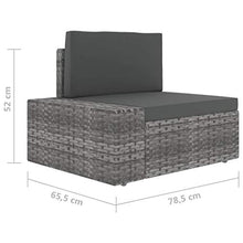 vidaXL Divano ad Angolo Modulare Bracciolo Destro Polyrattan Grigio