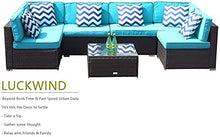 7 Patio Conversazione Sedia Tavolo Da Poltrona - Pezzi Attrezzatura Interamente Meteo Brown Checkered Wicker Cattan Seating Cuscino Prizio Ottomano Moderno Tavolino Caffè All'aperto 300Lbs (Verde)