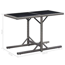 Tavolo da Giardino Antracite 110x53x72 cm in Vetro e Polyrattan