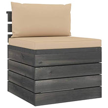 Festnight Divano Centrale da Giardino Pallet con Cuscini Beige in Legno di Pino