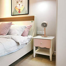 M&Z - Comodino bianco e rosa, in legno, con 1 cassetto, mobile portaoggetti, tavolo da notte, 45,7 x 35,5 x 49 cm