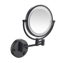 Specchio per il trucco pieghevole da 8 pollici con ingrandimento 7 volte, specchio per il trucco da parete per hotel da bagno a led con ricarica della lampada nero opaco
