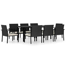 FAMIROSA Set da Pranzo da Giardino 9 pz in Polyrattan Nero-5710